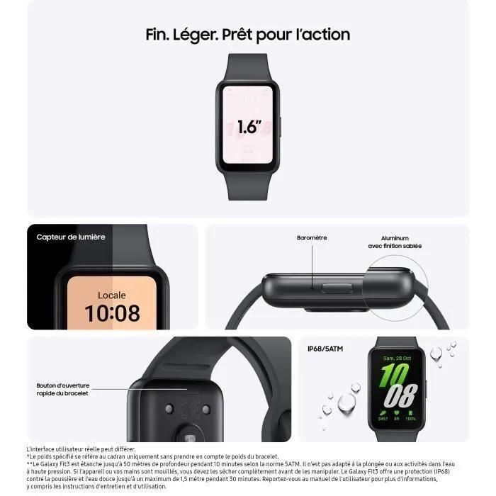 Samsung Galaxy Fit3 - Tracker D'activit�s Avec Bracelet - Affichage 1.6' - ... - 2