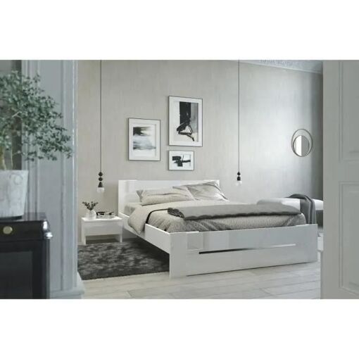 Parisot Lit 140x190 Cm D�cor Blanc Brillant - 2