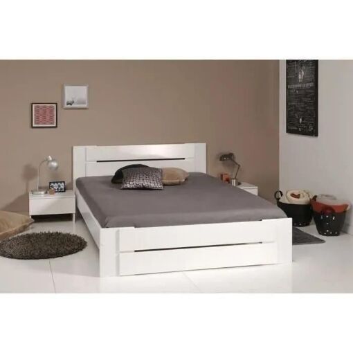 Parisot Lit 140x190 Cm D�cor Blanc Brillant - 6