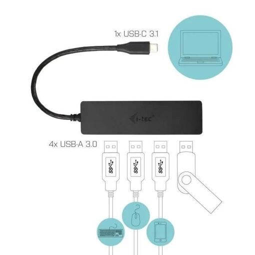 i-Tec USB-C Slim Passive Hub - Concentrateur (hub) - 4 x SuperSpeed USB 3.0... - 3