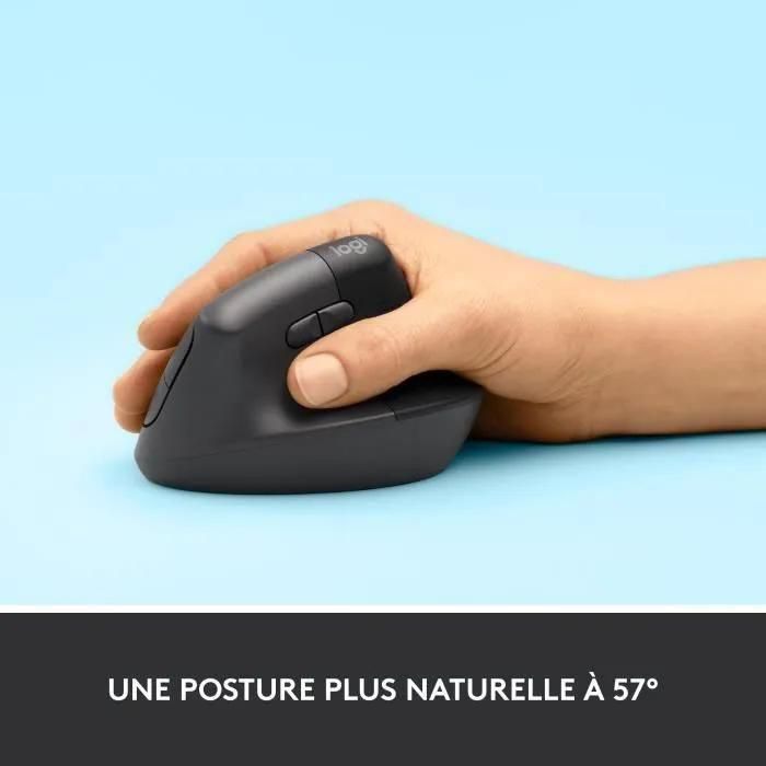 Logitech Lift - Souris ergonomique verticale sans fil Bluetooth - graphite - 4