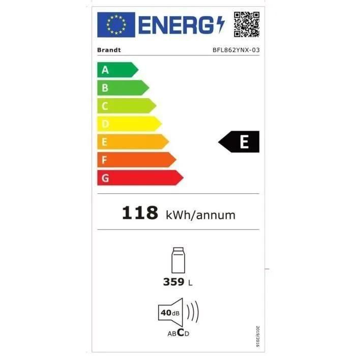 R�frig�rateur Brandt BFL862YNX - 355 litres Classe E Inox - 5
