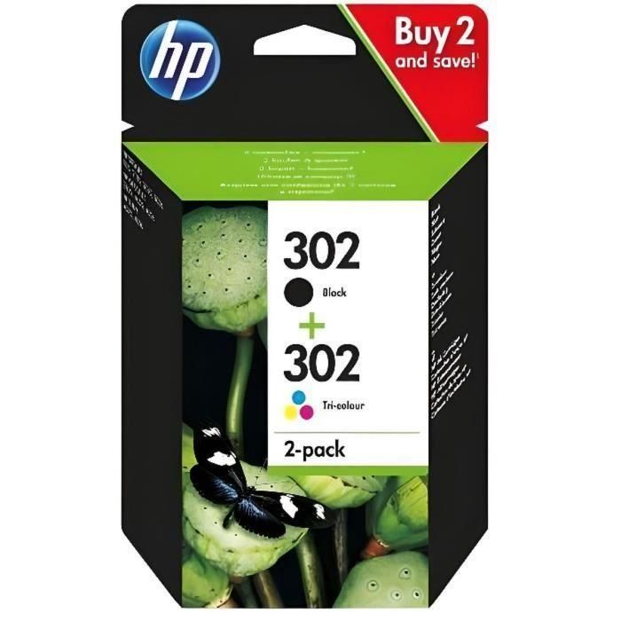 HP 302 2-pack (X4D37AE) - Pack de 2 cartouches d'encre - noir, couleurs (cy...