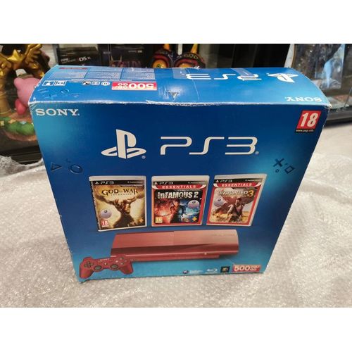Boîte Originale Vide De La Console Sony Ps3 Ultra Slim Garnet Red - Rouge 500 Gb Go - Sans Console Ni Jeu Ni Accessoire