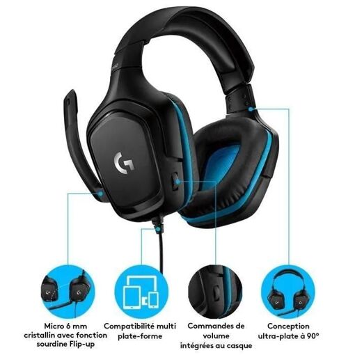 Casque de jeu Logitech G432 - Micro-casque - canal 7.1 - circum-aural - fil... - 6