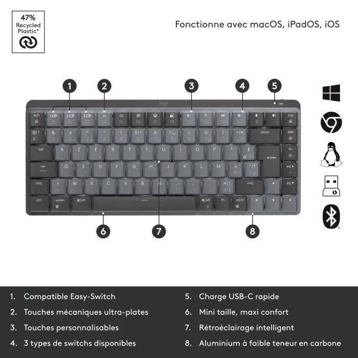 Clavier Logitech MX MECHANICAL - Clavier mecanique sans fil retroeclaire - ... - 7