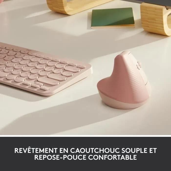 Logitech Lift - Souris ergonomique verticale sans fil Bluetooth - rose - 3