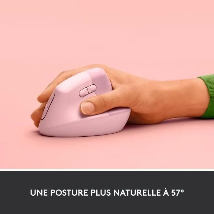 Logitech Lift - Souris ergonomique verticale sans fil Bluetooth - rose - 4
