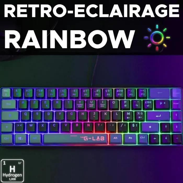 Clavier Gamer The G-Lab Keyz Hydrogen BKG - 60% Format Compact - R�tro�clai... - 3