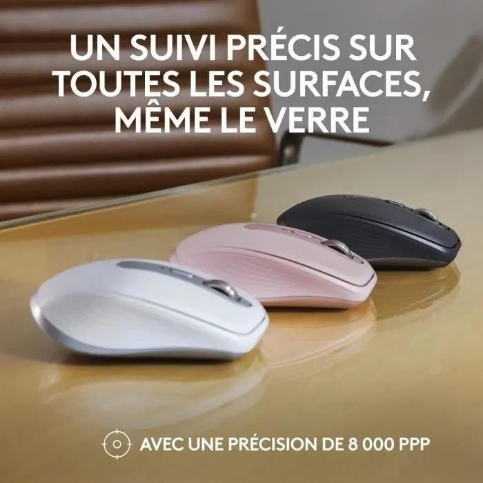 Souris sans fil rechargeable Logitech MX anywhere 3S Silencieuse Rose - 2