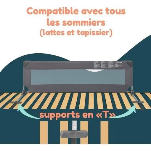 Barriere De Lit - Looping - Bl5003g - Rabattable - Gris - 4