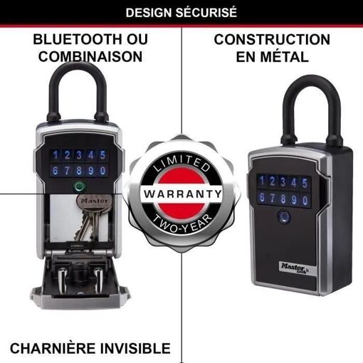 MASTER LOCK Boite a Cle Connectee - Bluetooth ou Combinaison - A Anse - 5
