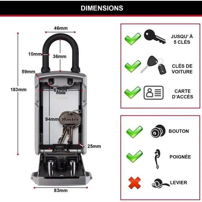 MASTER LOCK Boite a Cle Connectee - Bluetooth ou Combinaison - A Anse - 6