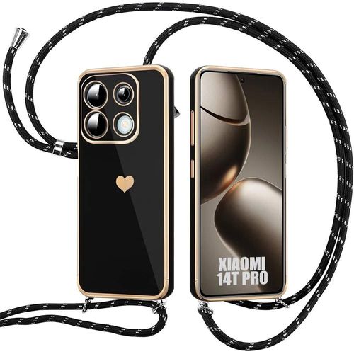 Coque Pour Xiaomi 14t Pro - Silicone Antichoc Protection Souple Avec Cordon Noir - E.F.Connection