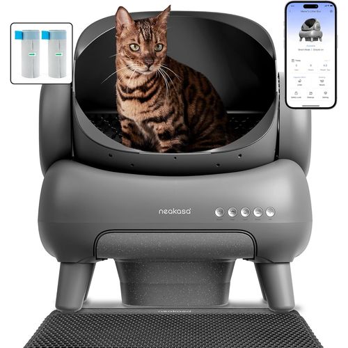 Neakasa Litière Auto-Nettoyante À Couvercle Ouvert Pour Chat, Bac À Litière Automatique Avec Contrôle Par Application, Élimination Des Déchets Sans Odeur, Sacs Poubelle Et Tapis De Litière Pour Chat