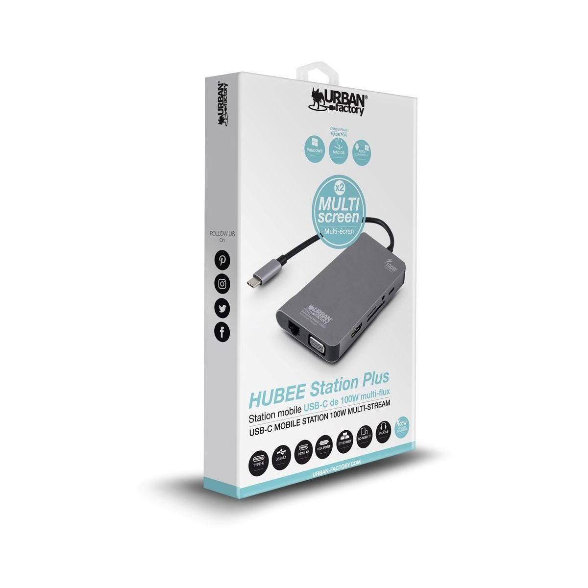 Urban Factory HUBEE PLUS mobile station - Station d'accueil - USB-C 3.1 - H...