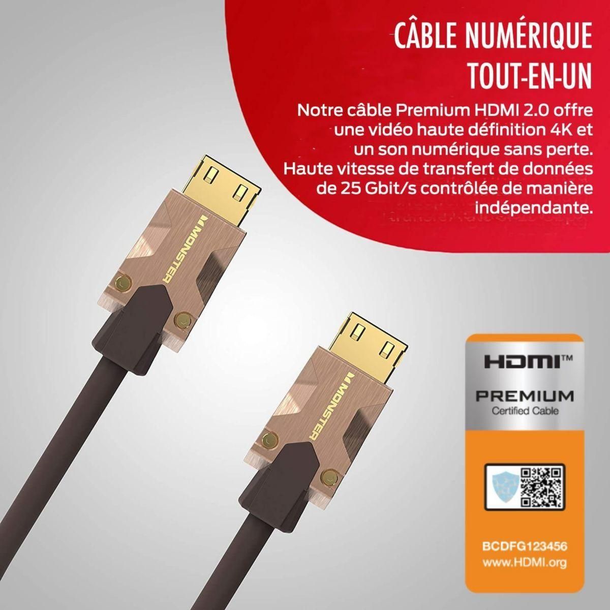Câble HDMI Monstercable M2000 UHD 4K HDR10+ 25GBPS 5M - 2