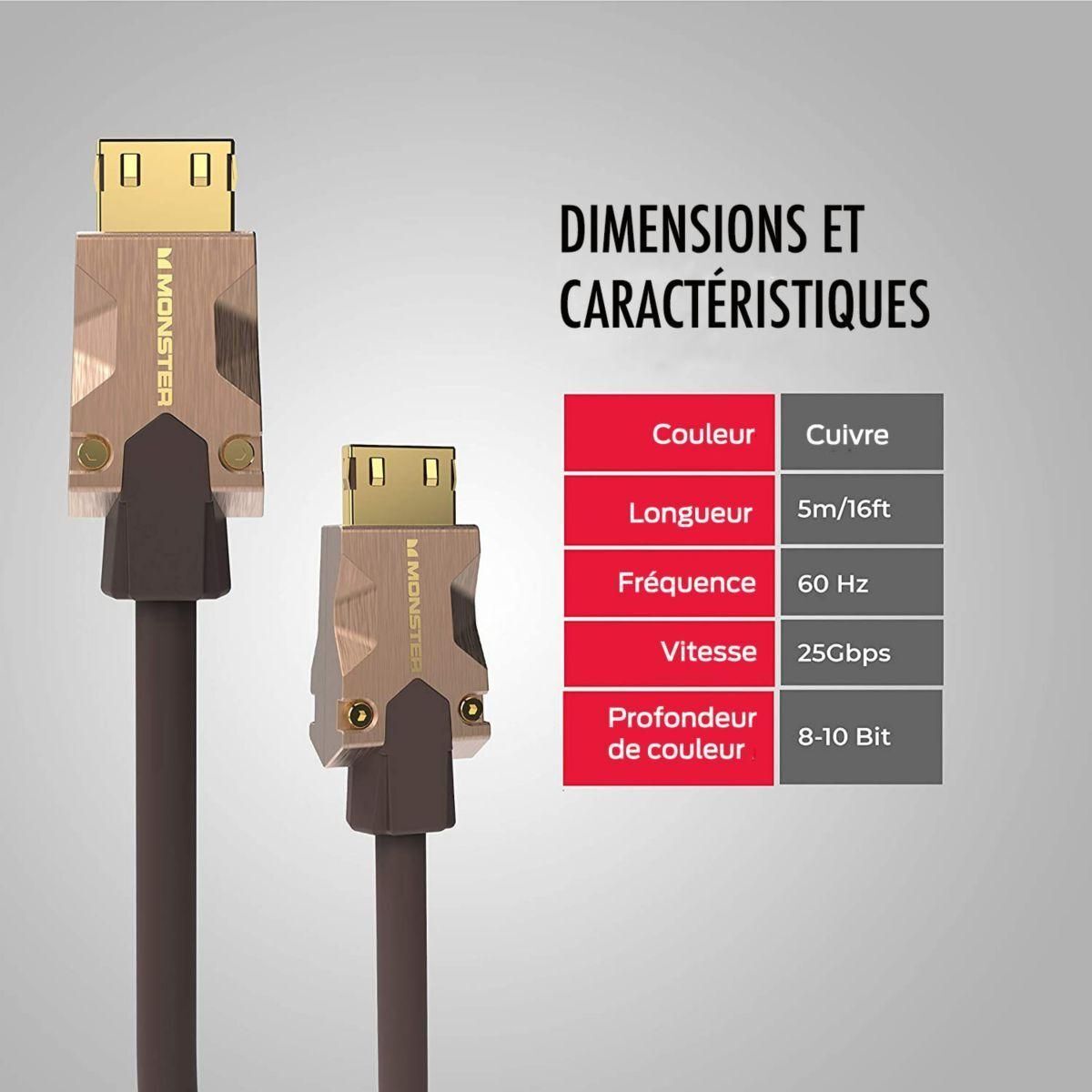 Câble HDMI Monstercable M2000 UHD 4K HDR10+ 25GBPS 5M - 4