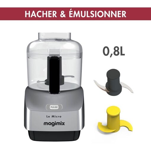 Magimix Le Micro 18115 - Hachoir - 0.8 litre - 290 Watt - Chrome mat - 8