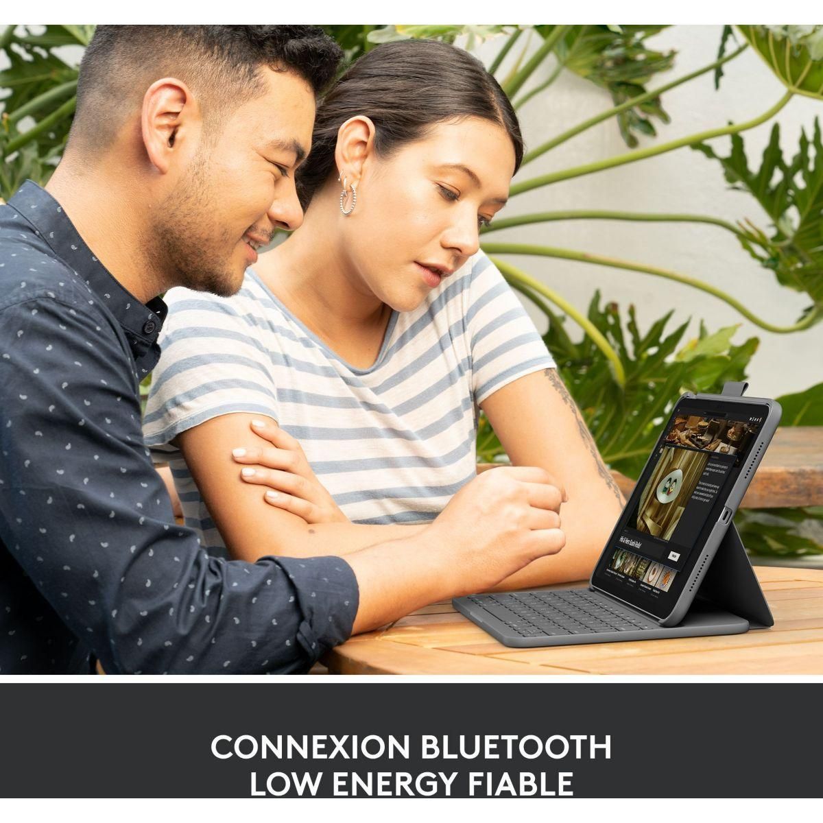 Logitech Slim Folio - Clavier et �tui - sans fil - Bluetooth LE - AZERTY - ... - 7
