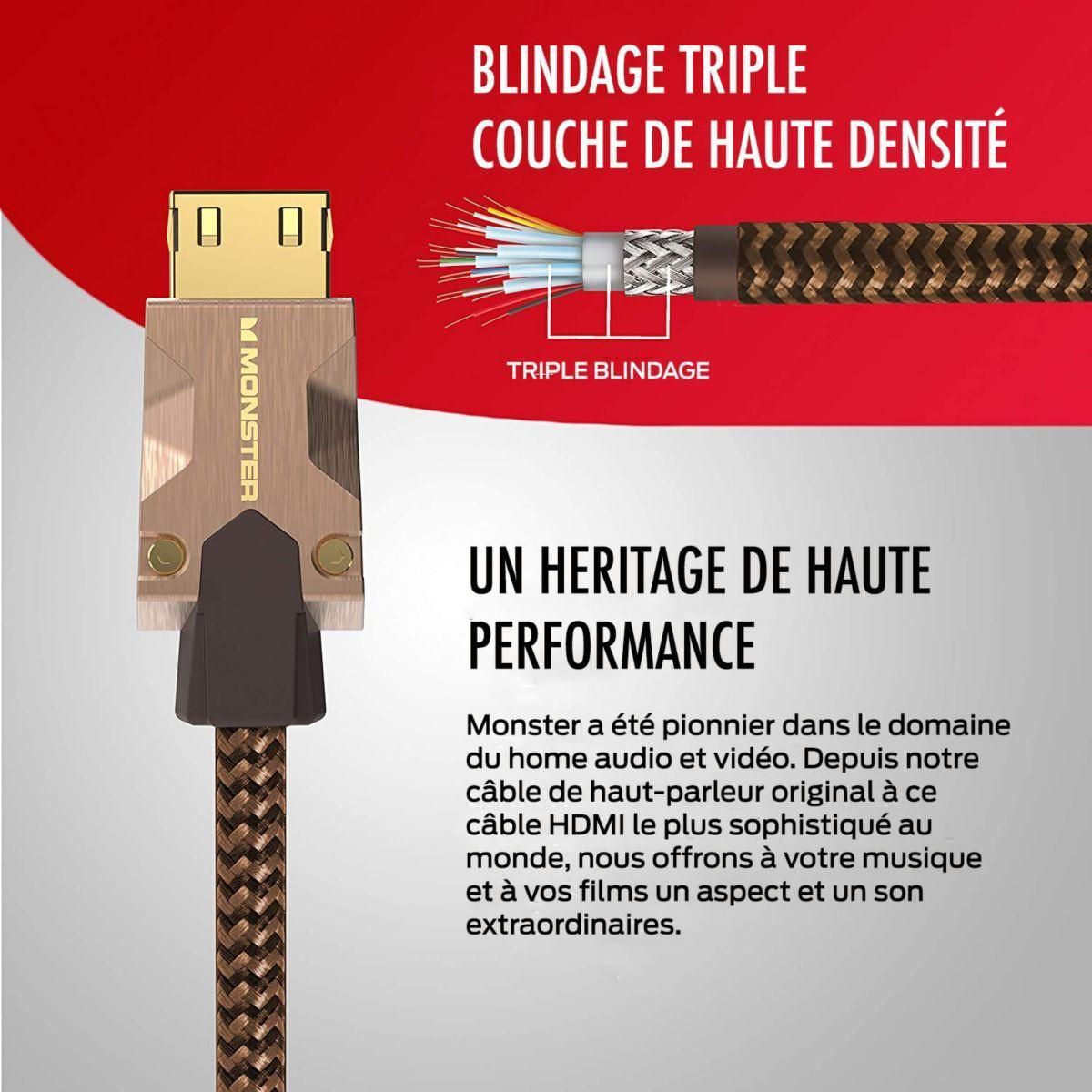 C�ble HDMI Monstercable M2000 UHD 4K HDR10+ 25GBPS 3M - 9