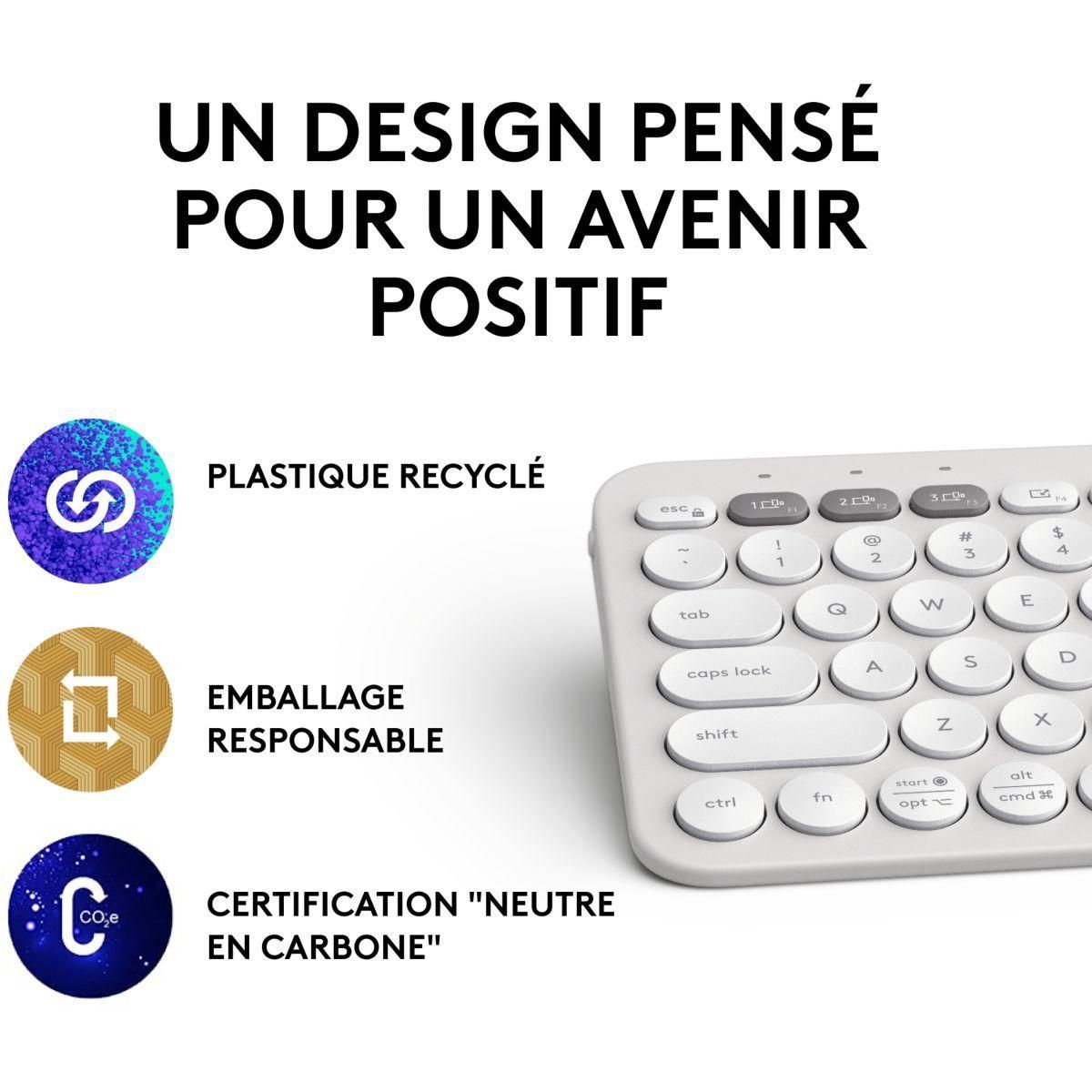 Logitech Pebble Keys 2 K380s - Clavier - sans fil - Bluetooth LE - AZERTY -... - 2