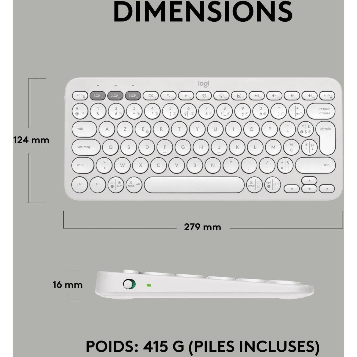 Logitech Pebble Keys 2 K380s - Clavier - sans fil - Bluetooth LE - AZERTY -... - 4