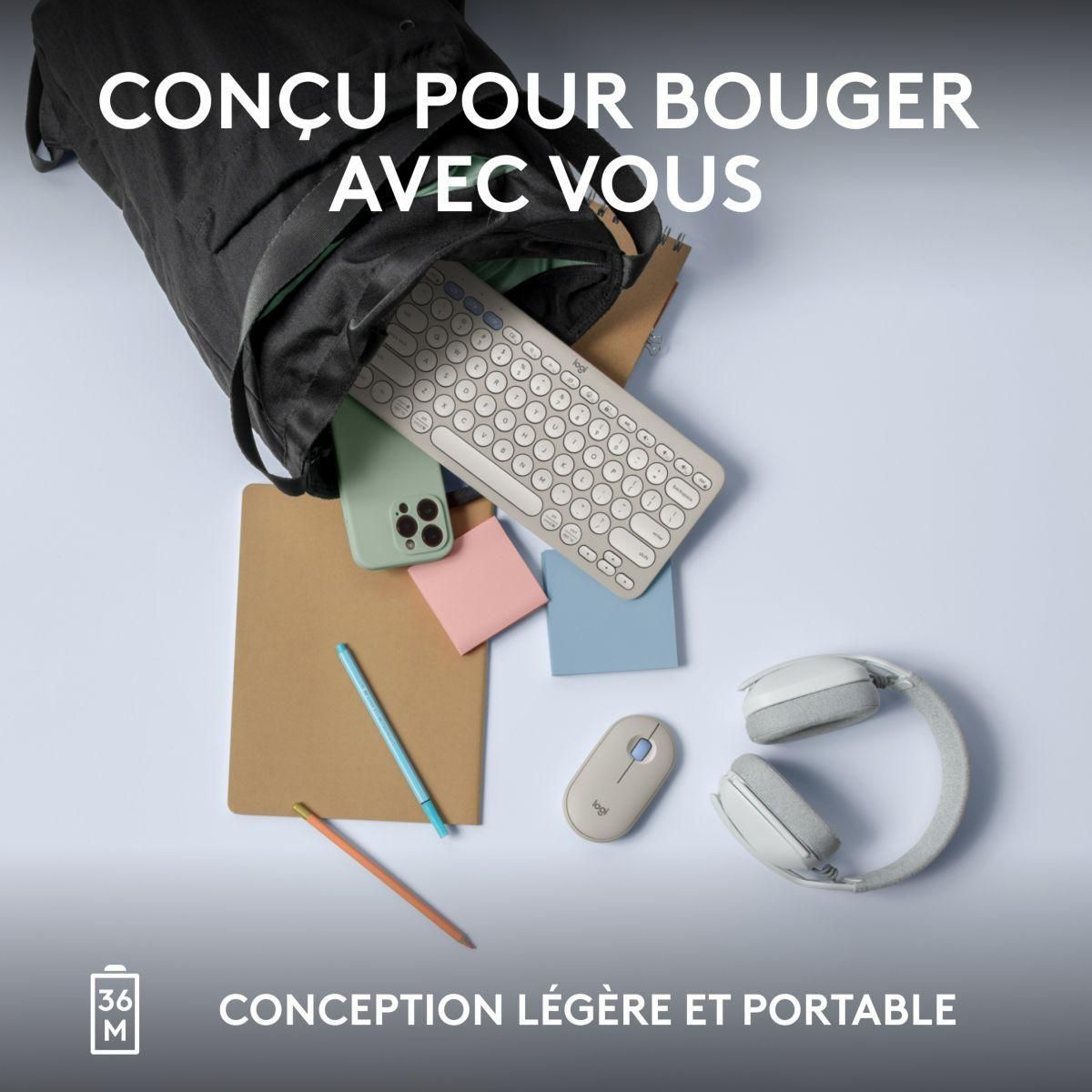 Logitech Pebble Keys 2 K380s - Clavier - sans fil - Bluetooth LE - AZERTY -... - 5