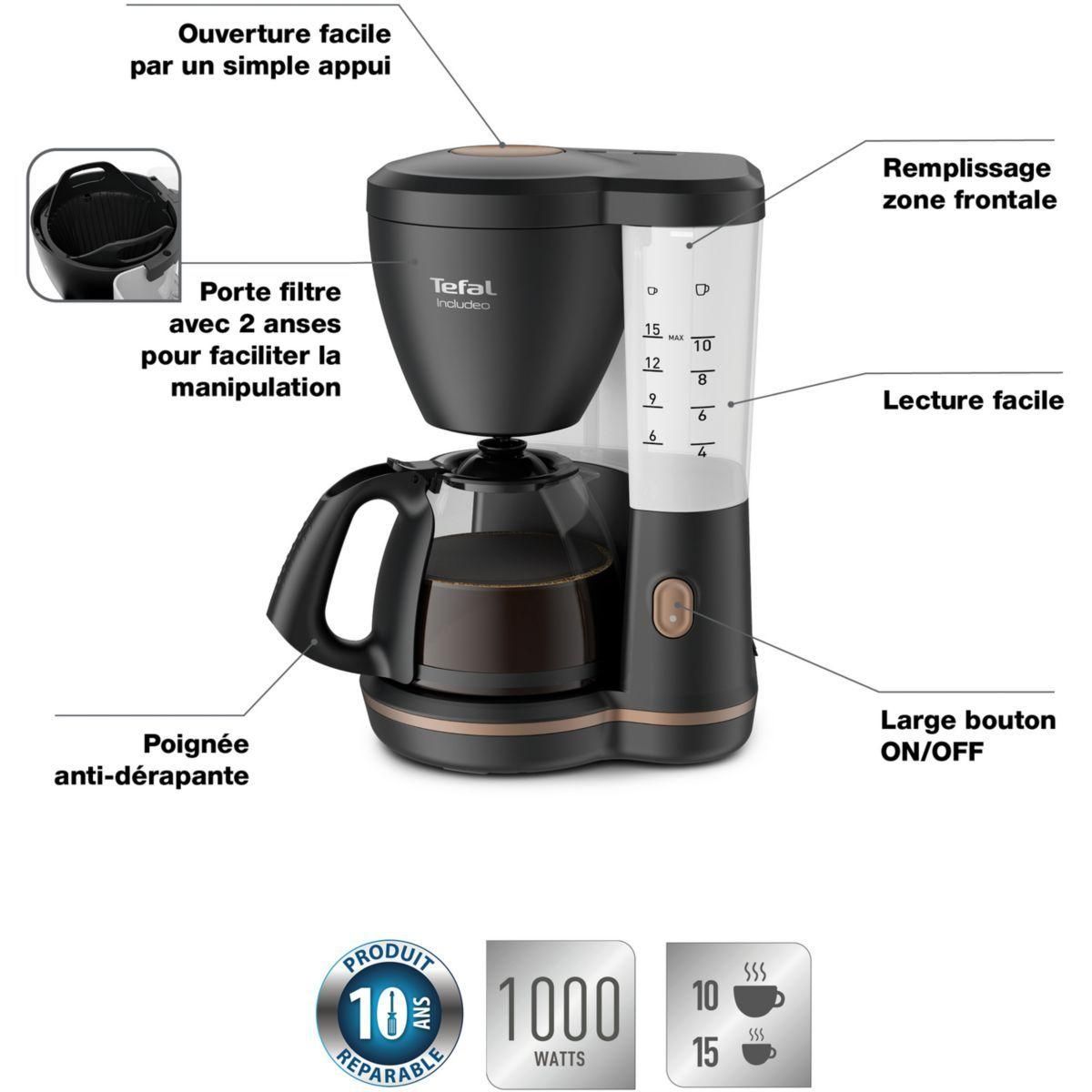 Tefal Includeo CM533811 - Cafeti�re - 15 tasses - noir - 2