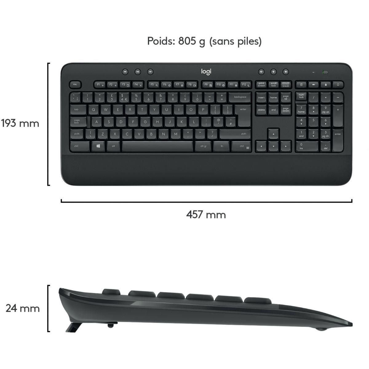 ENSEMBLE CLAVIER ET SOURIS SANS FIL LOGITECH MK545 NOIR - 10