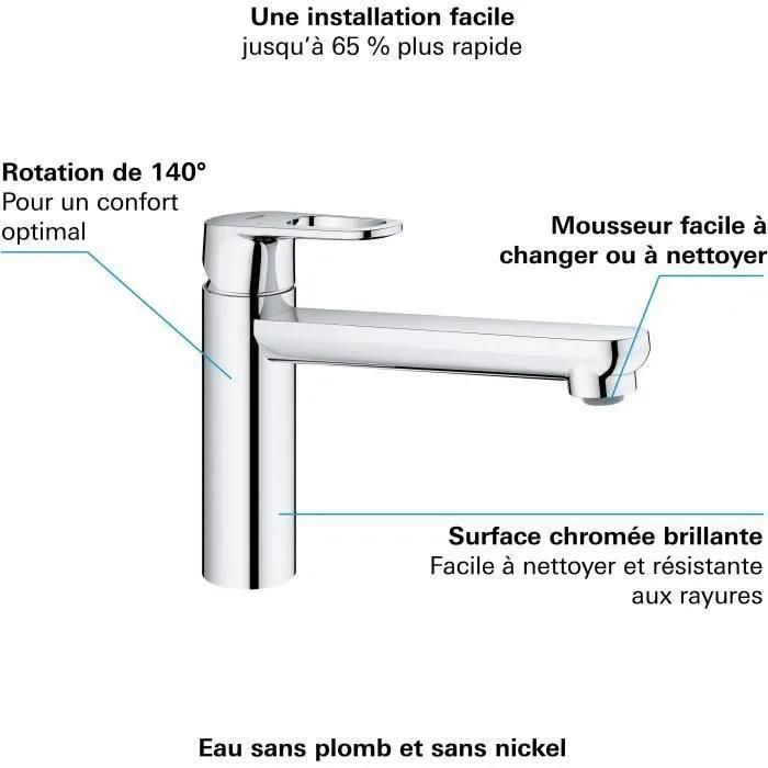 Mitigeur �vier START FLOW GROHE 31691000 bec droit - chrome - 5