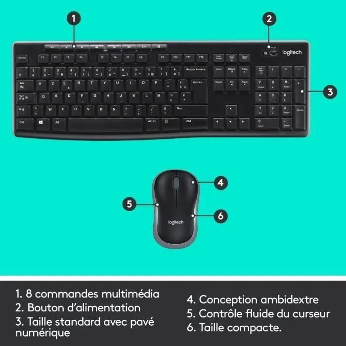 Logitech MK270 Wireless Combo - Ensemble clavier et souris - sans fil - 2.4... - 6
