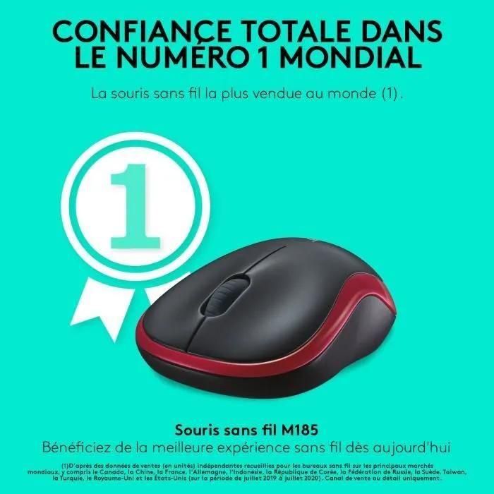 Logitech M185 - Souris - optique - sans fil - 2.4 GHz - r�cepteur sans fil ... - 2
