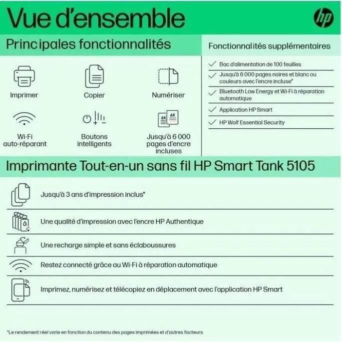Imprimante multifonction HP Smart Tank 5105 All-in-One - 5