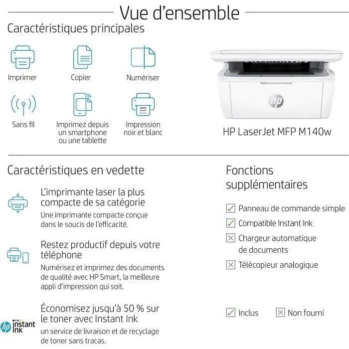 Imprimante multifonction HP LaserJet MFP M140w laser monochrome - 4
