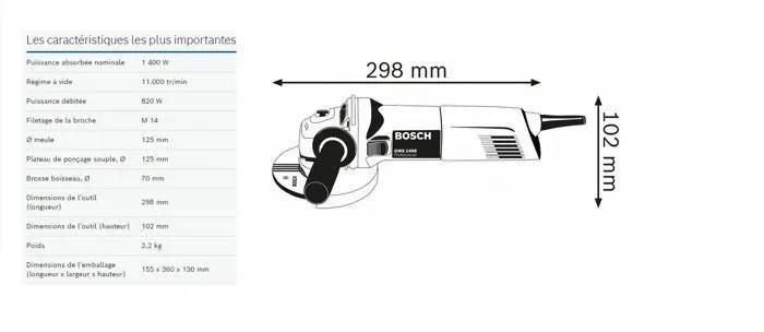 Meuleuse d'angle GWS 1400 W Bosch Professional - 3