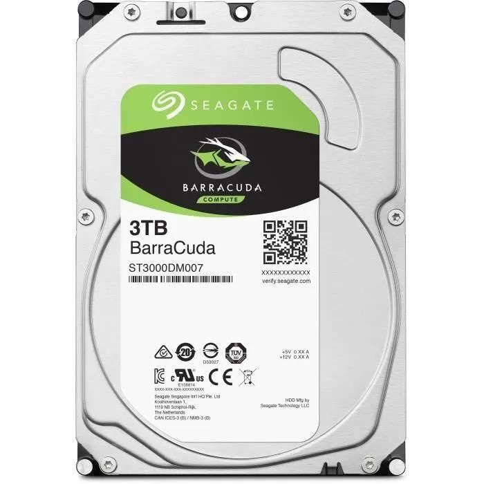 Seagate Barracuda ST3000DM007 - Disque dur - 3 To - interne - SATA 6Gb/s - ... - 5