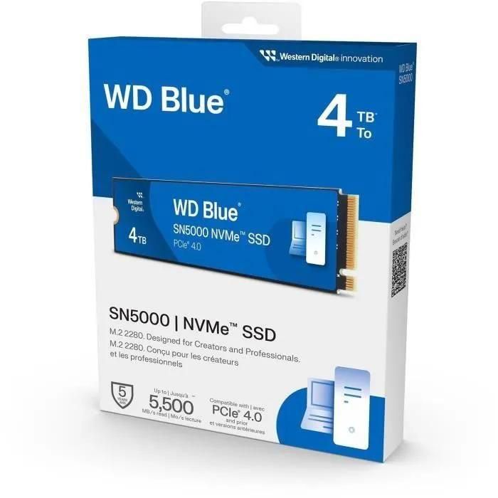 WD Blue SN5000 WDS400T4B0E-00BKY0 - SSD - 4 To - interne - M.2 2280 - PCIe ... - 4