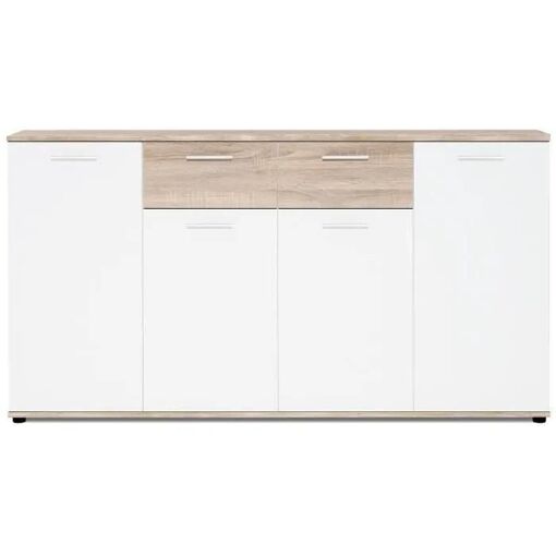 Jacky Buffet Bas Classique Blanc Et D�cor Chene Mat - L 160 Cm - 3