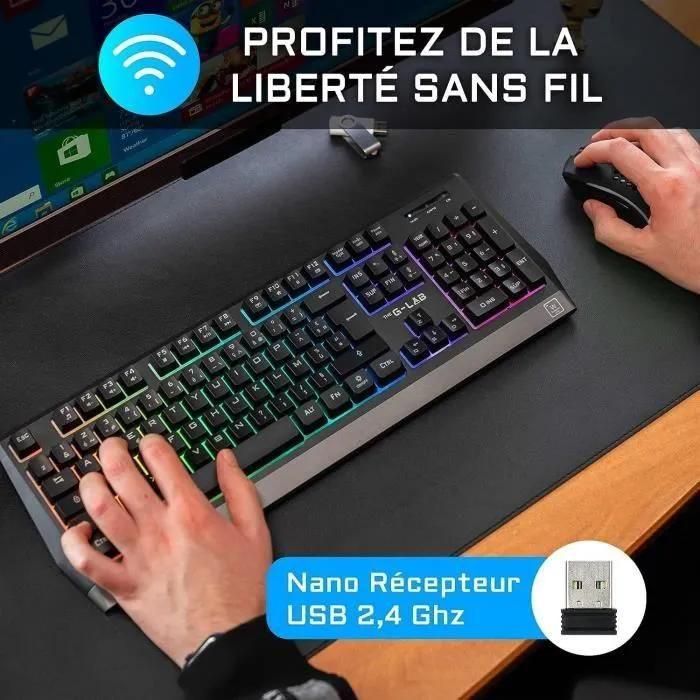 The G-Lab COMBO Tungsten - Ensemble clavier et souris - backlit - sans fil ... - 3