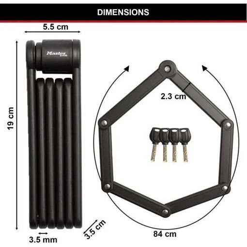 Master Lock Antivol Pliant Avec Clé 8335eurdpro - 2
