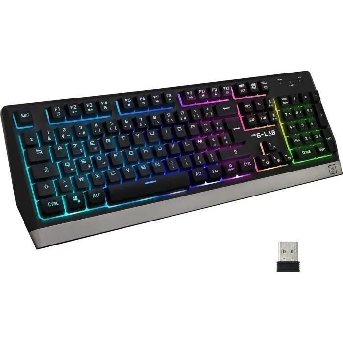 The G-Lab KEYZ TUNGSTEN - Clavier - backlit - sans fil - 2.4 GHz - AZERTY -...