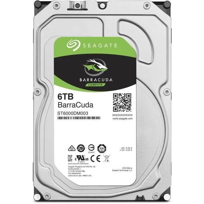 Seagate Barracuda ST6000DM003 - Disque dur - 6 To - interne - 3.5' - SATA 6... - 5