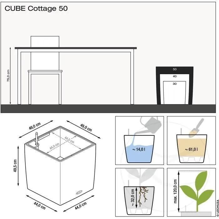 Lechuza Jardini�re Cube Cottage 50 All-In-One Granite - 3