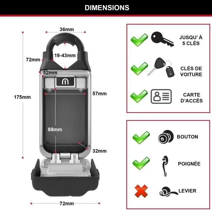 MASTER LOCK Boite a cles securisee - Boutons Poussoirs - 5