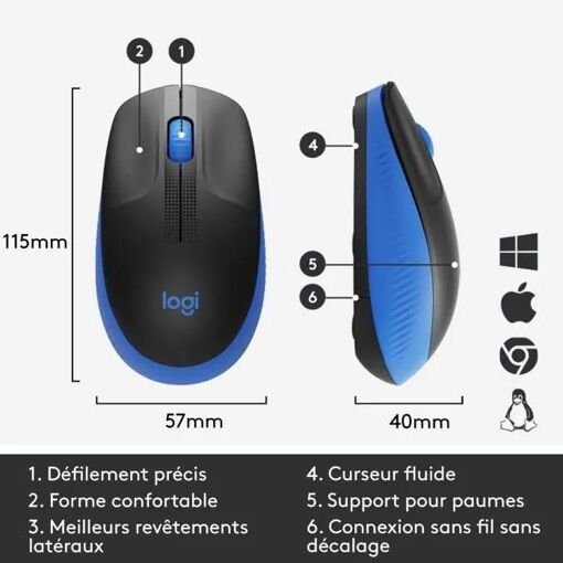 Logitech M190 - Souris - optique - 3 boutons - sans fil - r�cepteur sans fi... - 5