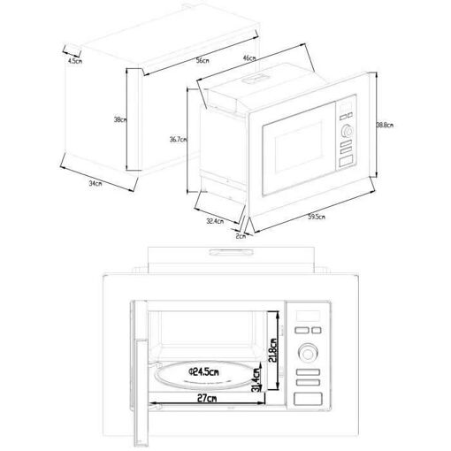 Continental Edison CEMO20IXEG - Four micro-ondes grill - encastrable - 20 l... - 5
