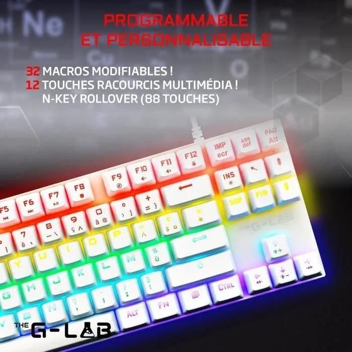 Clavier de jeu - THE G-LAB - KEYZ-MERCURY-W/FR - M�canique - TKL - Blanc - 5