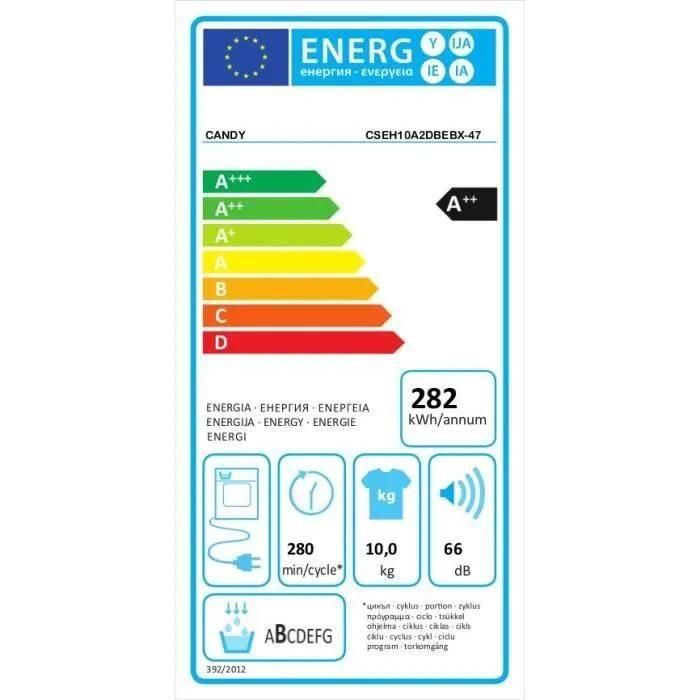 Candy SMART CSEH10A2DBEBX-47 Sche-linge Noir - Chargement frontal - 5