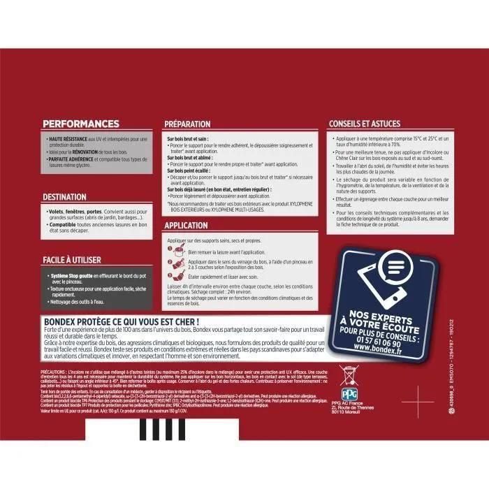 lasure pour bois tr�s haute protection 8 ans chene fonc� 2.5L Bondex - 5
